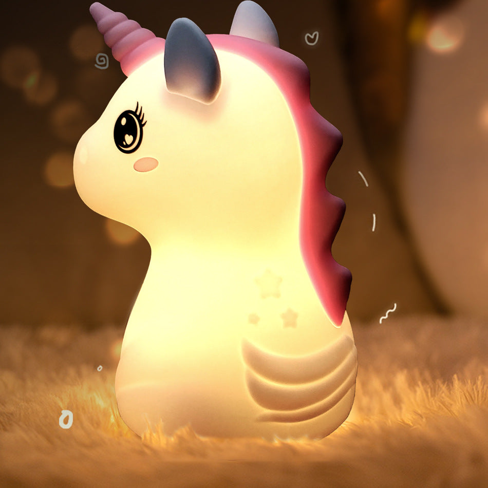 Lámpara de Silicona Unicornio con Sensor Táctil: 16 Colores LED Regalo Creativo